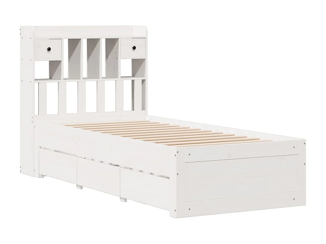 Cama com estante sem colchão 75x190 cm pinho maciço branco