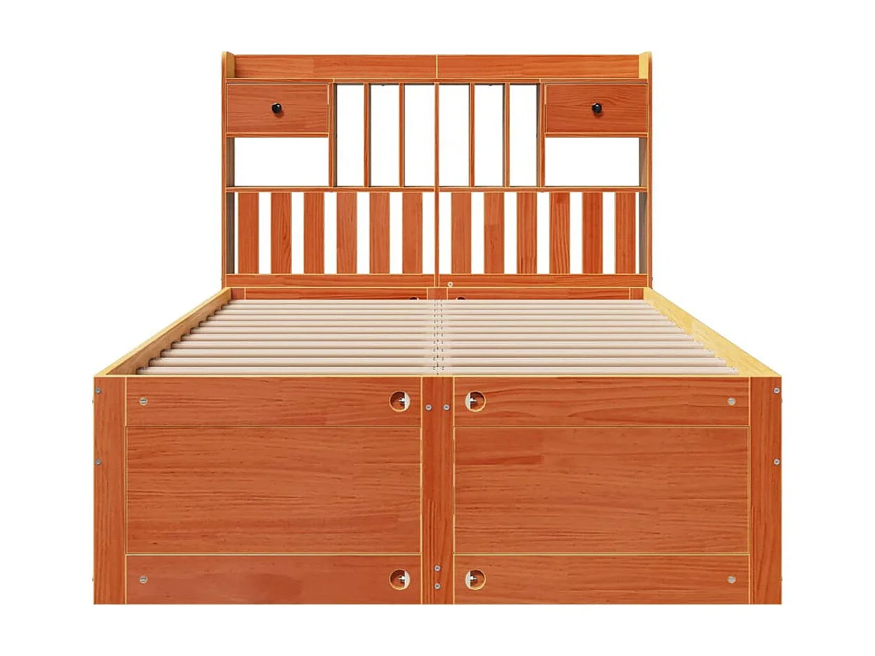 Cama com estante sem colchão 135x190 cm pinho maciço