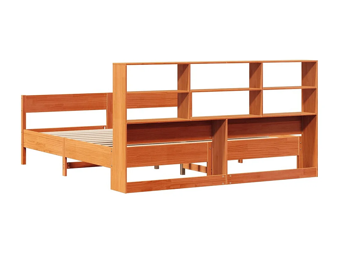 Cama con estantería sin colchón madera maciza marrón 200x200 cm