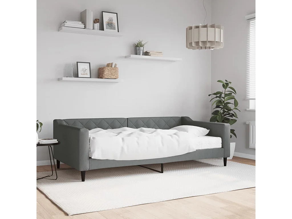 Slaapbank met matras 100x200 cm stof donkergrijs