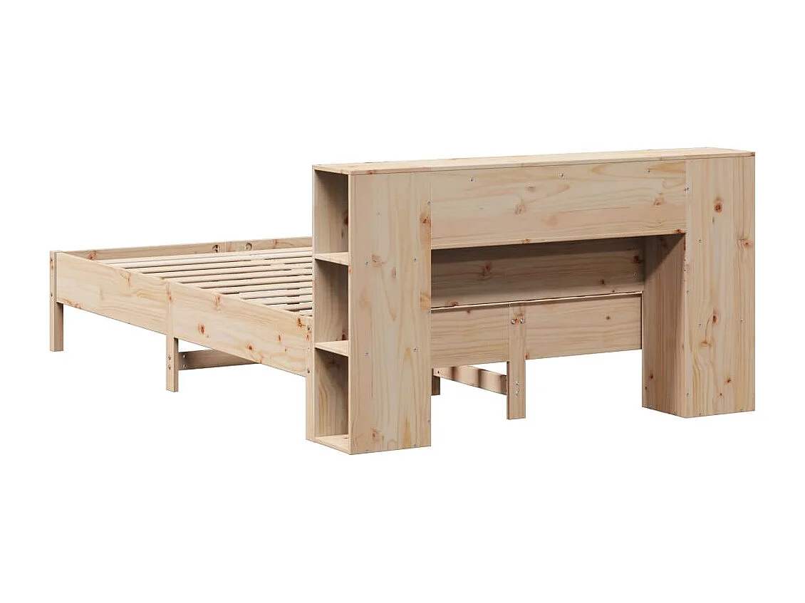 Cama con estantería sin colchón madera maciza de pino 135x190cm