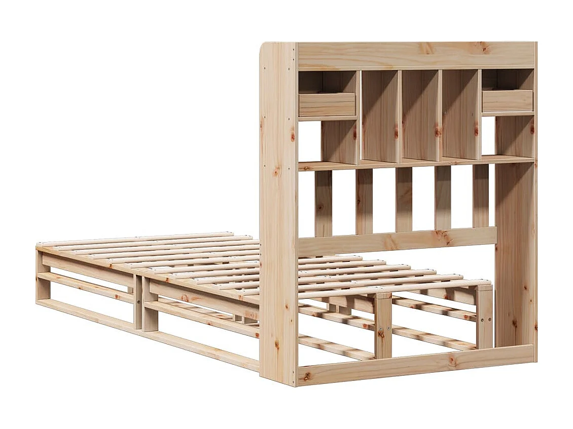 Cama con estantería sin colchón madera maciza de pino 90x200 cm
