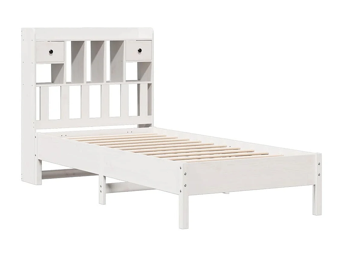 Cama com estante sem colchão 75x190 cm pinho maciço branco