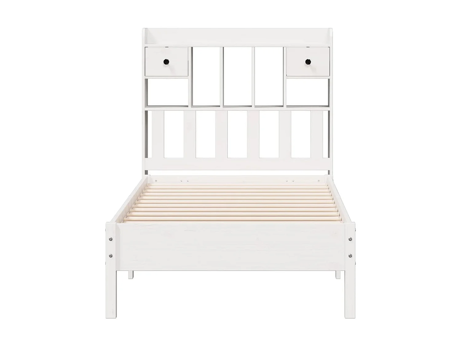Cama com estante sem colchão 75x190 cm pinho maciço branco