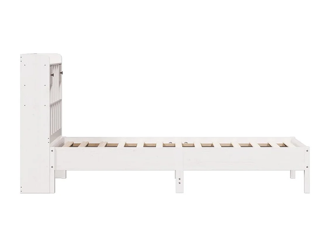 Cama com estante sem colchão 75x190 cm pinho maciço branco