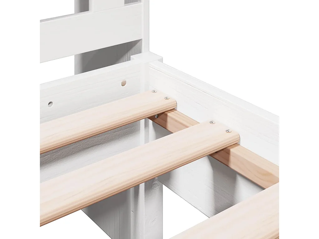 Cama com estante sem colchão 75x190 cm pinho maciço branco
