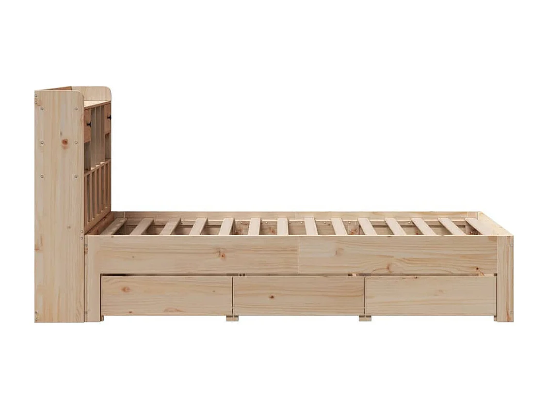 Cama con estantería sin colchón madera maciza de pino 75x190 cm