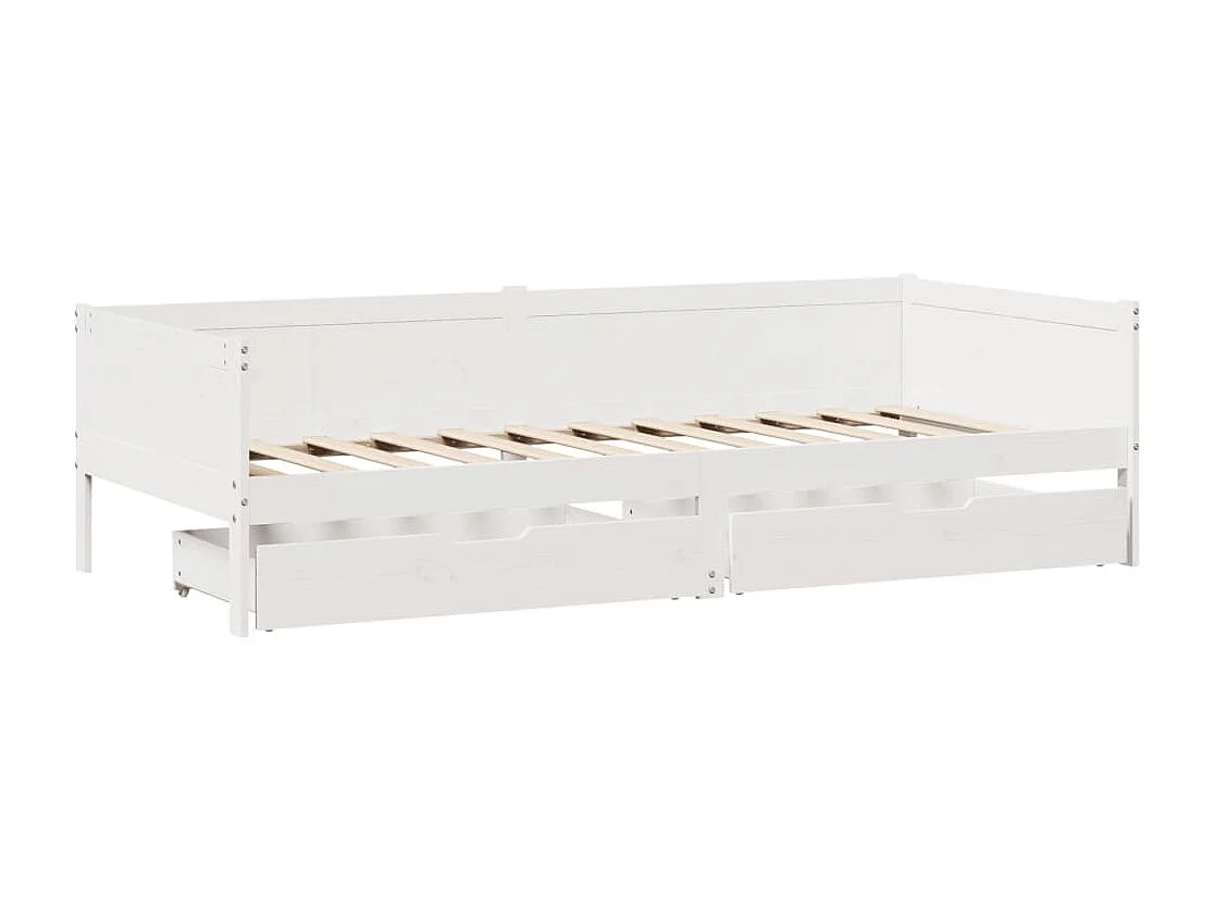 Sofá cama con cajones madera maciza de pino blanca 90x190 cm