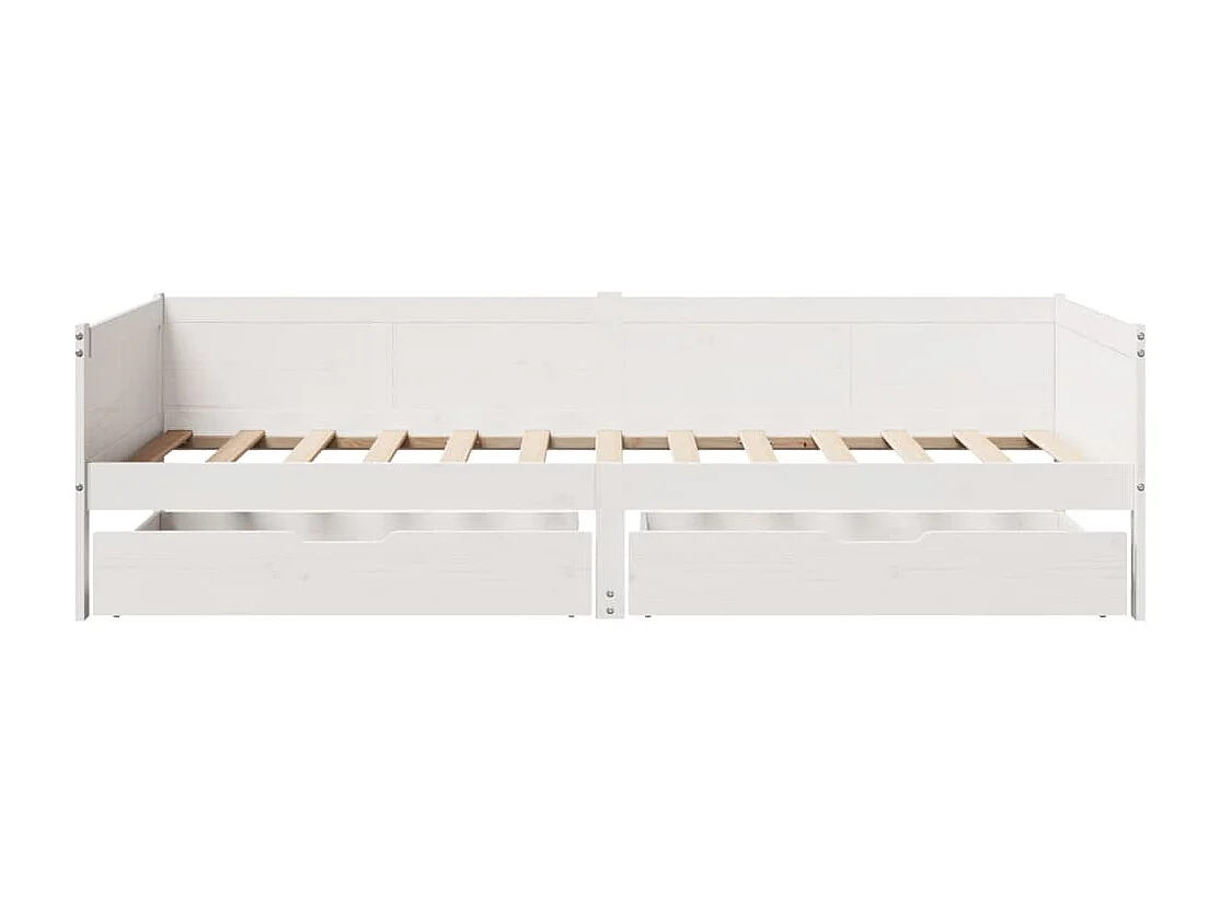 Sofá cama con cajones madera maciza de pino blanca 90x190 cm