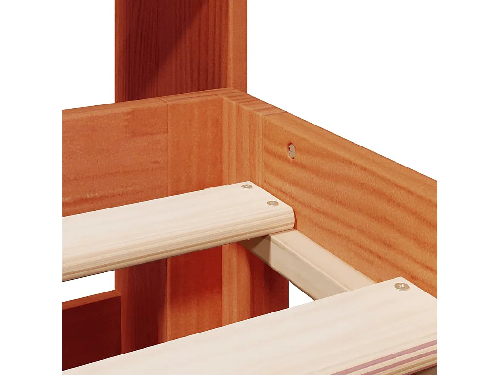 Bed met boekenkast zonder matras grenenhout wasbruin 180x200 cm