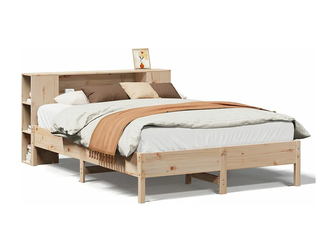 Bed met boekenkast zonder matras massief grenenhout 150x200 cm