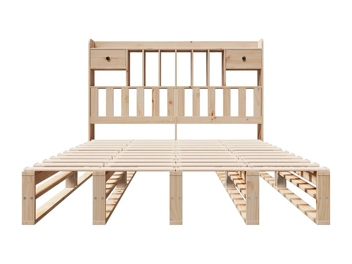 Bed met boekenkast zonder matras massief grenenhout 160x200 cm