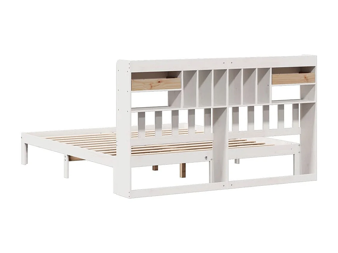 Bed met boekenkast zonder matras grenenhout wit 180x200 cm