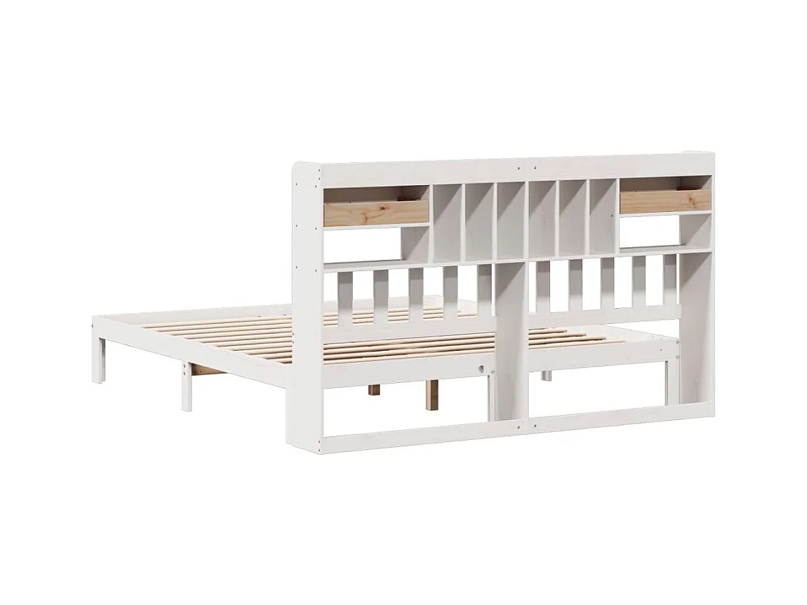Bed met boekenkast zonder matras grenenhout wit 180x200 cm
