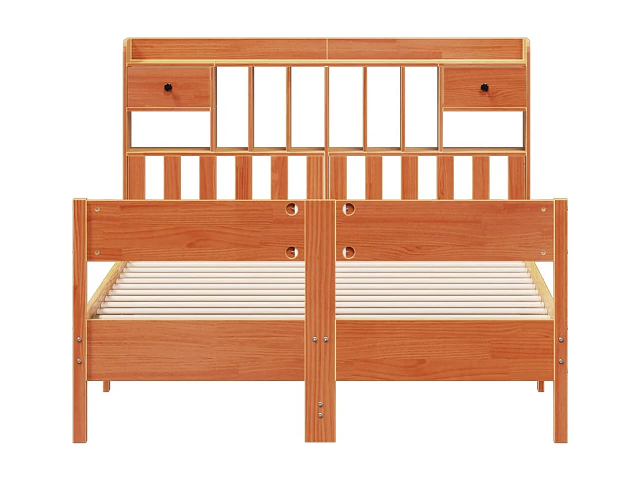 Cama con estantería sin colchón madera maciza marrón 120x200cm