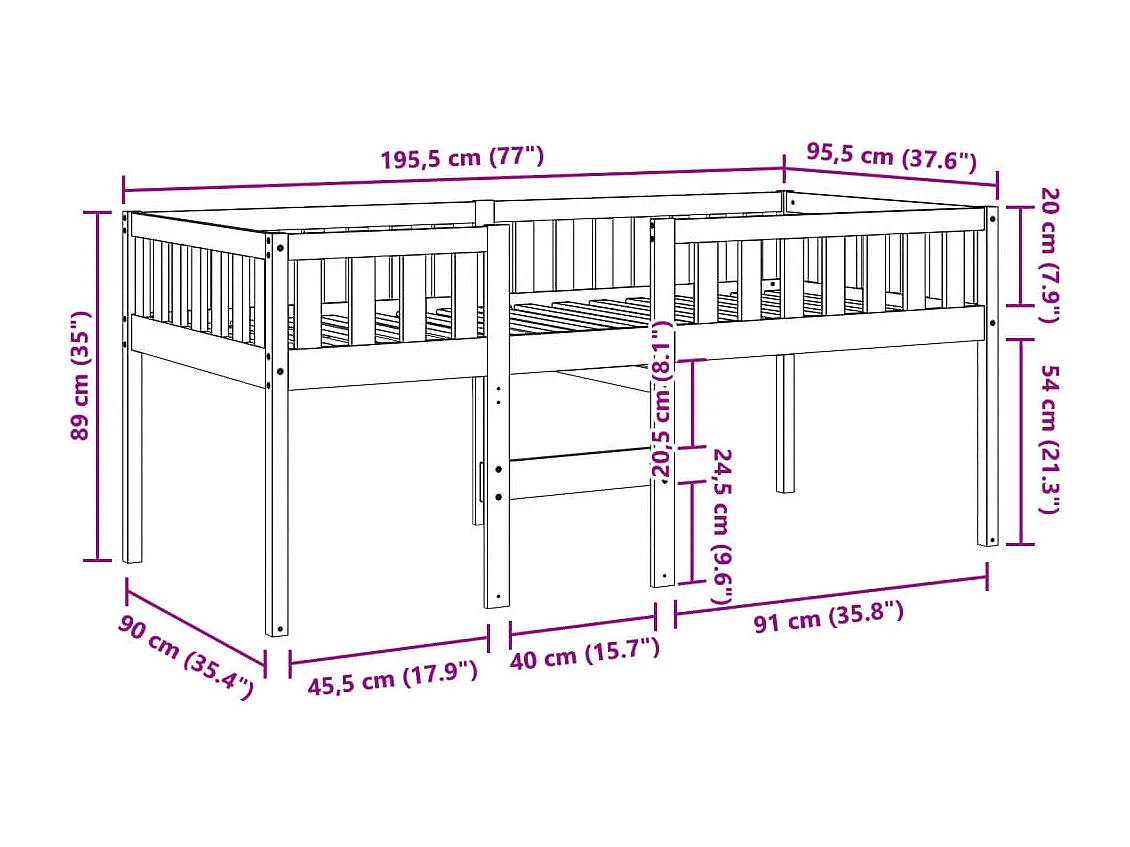Kinderbed zonder matras massief grenenhout wasbruin 90x190 cm