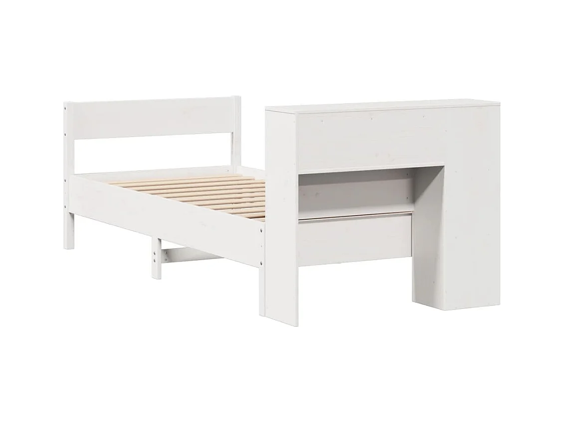 Bed met boekenkastukkenzonder matras grenenhout wit 75x190 cm
