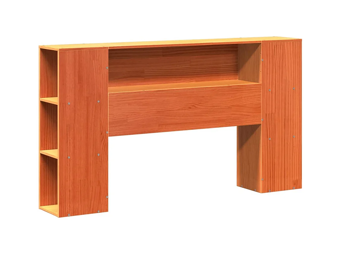 Cama con estantería sin colchón madera maciza marrón 135x190cm