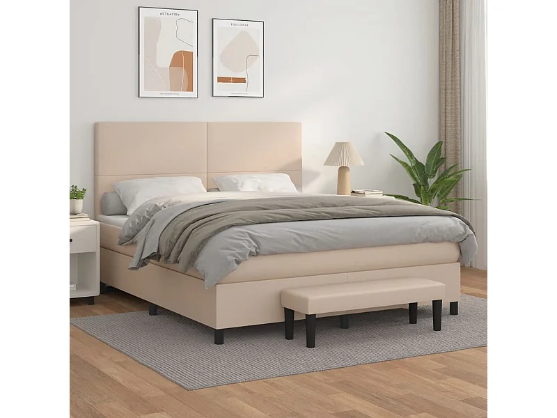 Boxspring met matras kunstleer cappuccinokleurig 180x200 cm