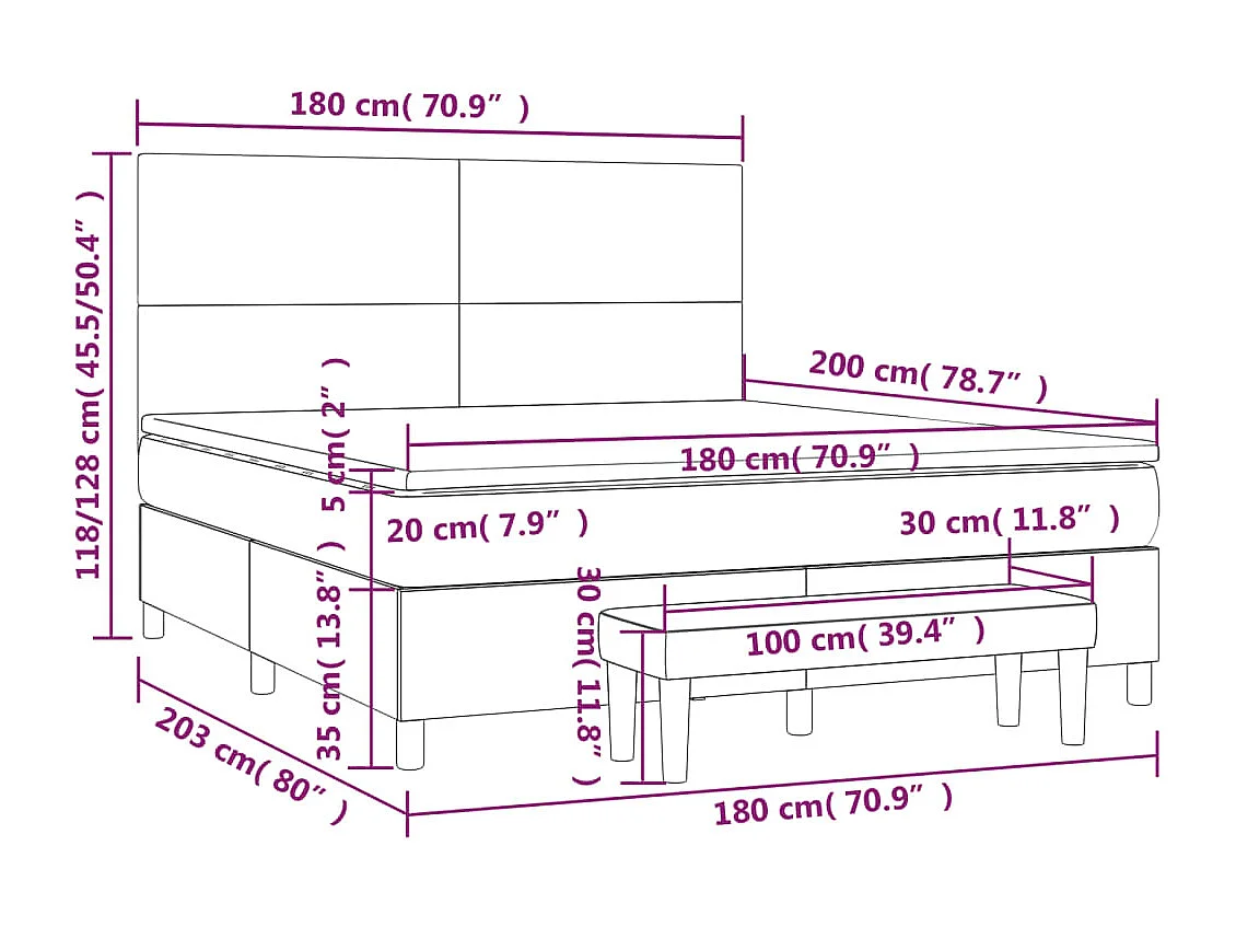 Boxspring met matras kunstleer cappuccinokleurig 180x200 cm