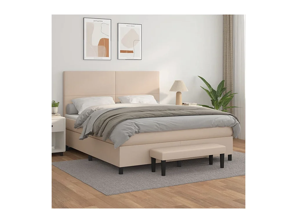 Cama com molas/colchão 180x200 cm couro artificial cappuccino