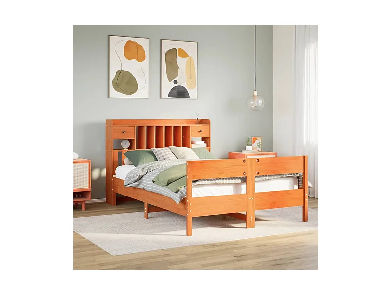 Cama com estante sem colchão 150x200 cm pinho maciço
