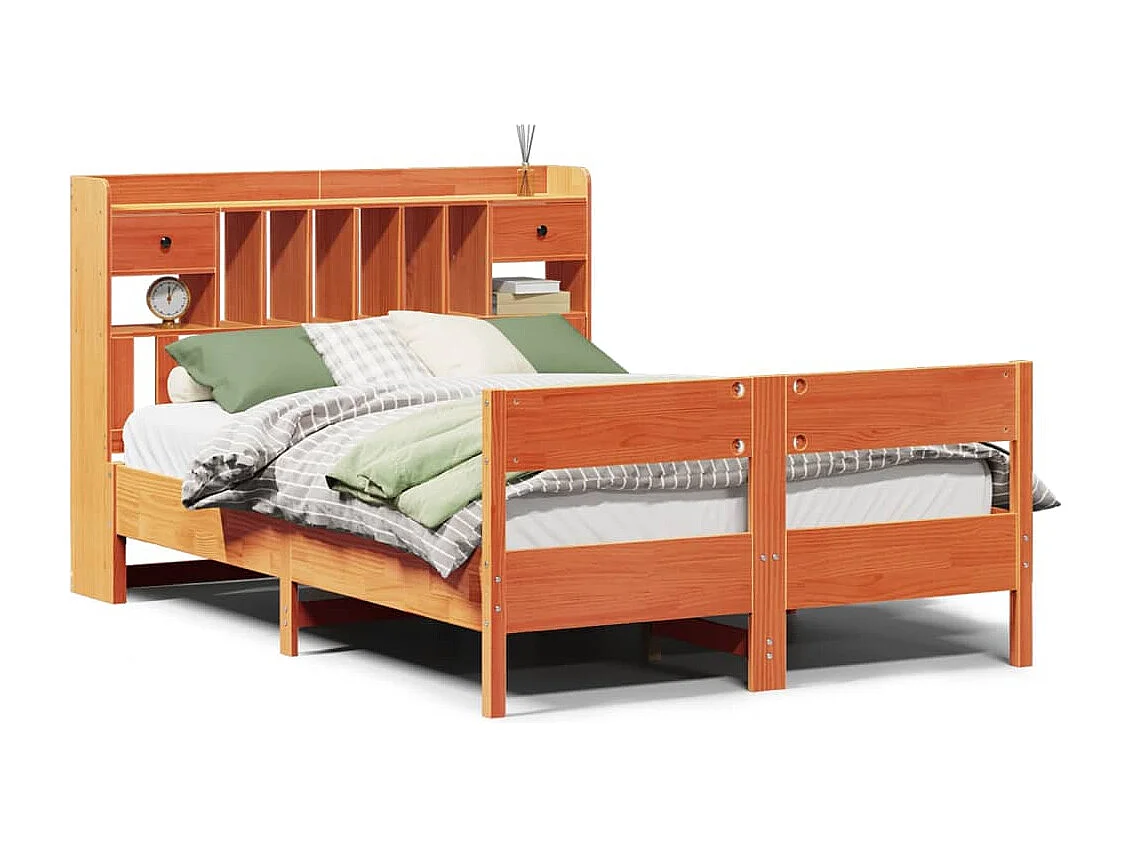Cama com estante sem colchão 150x200 cm pinho maciço