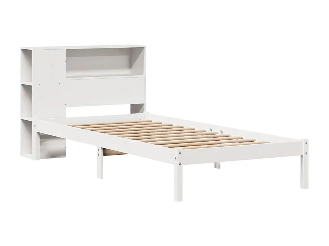 Cama com estante sem colchão 90x190 cm pinho maciço branco