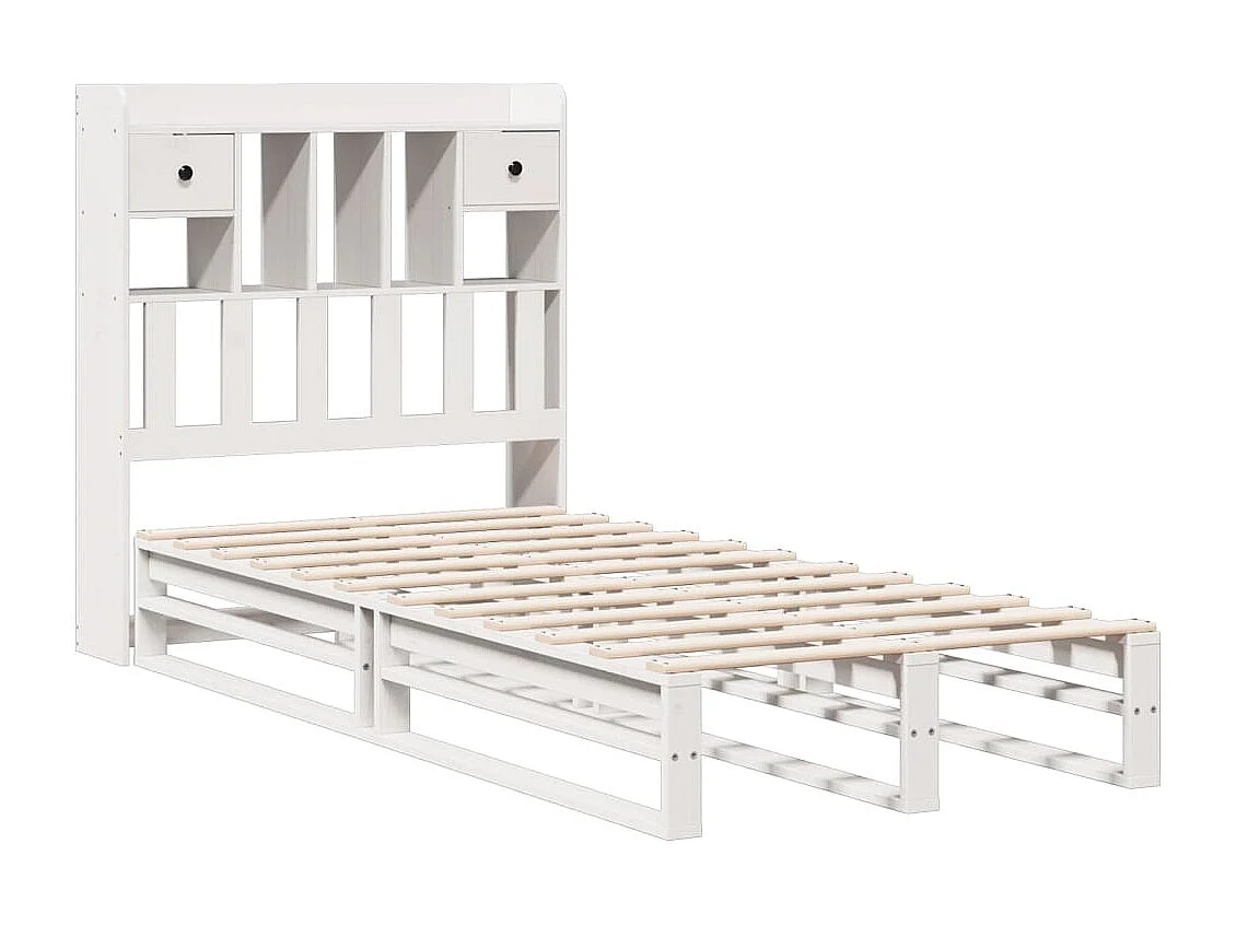 Cama com estante sem colchão 90x190 cm pinho maciço branco