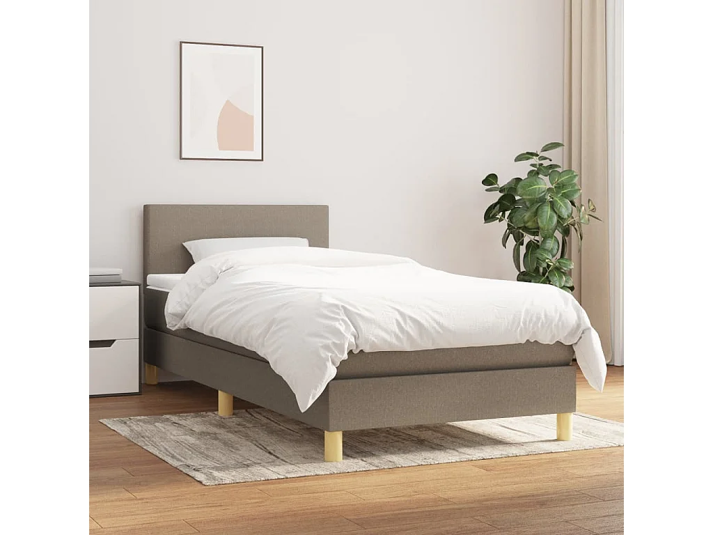 Boxspring met matras stof taupe 90x190 cm