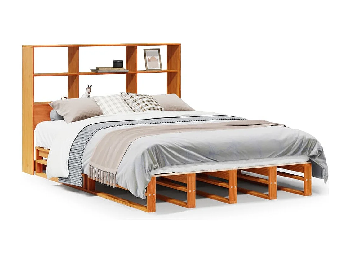 Cama com estante sem colchão 140x190 cm madeira maciça