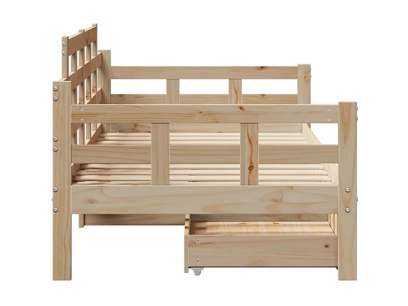 Sofá cama con cajones madera maciza de pino 90x200 cm