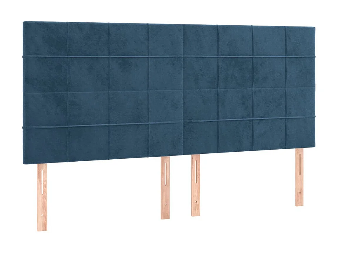 Cama com molas/colchão 160x200 cm veludo azul-escuro