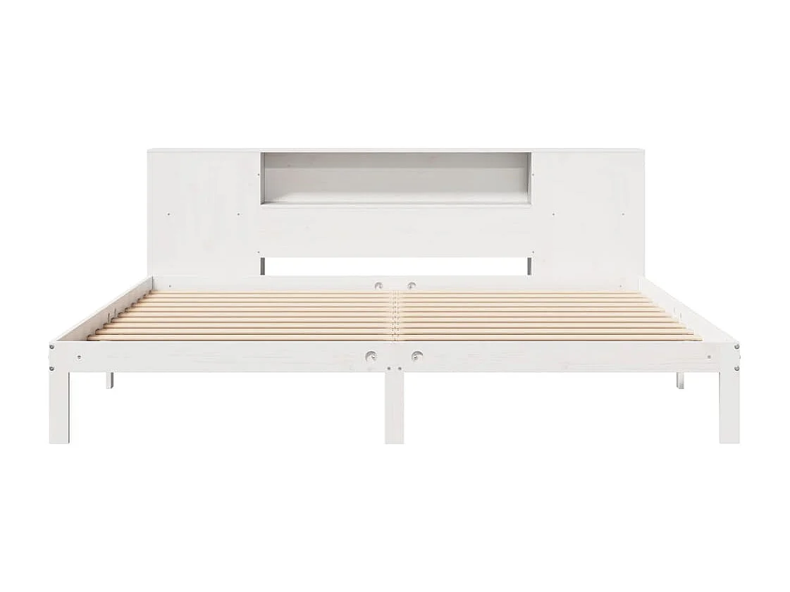 Cama com estante sem colchão 200x200 cm pinho maciço branco