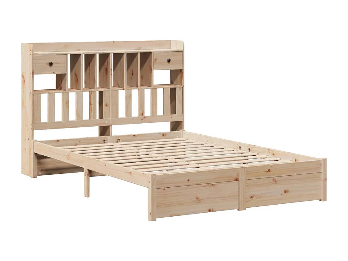 Bed met boekenkastukkenzonder matras massief grenenhout 140x200 cm
