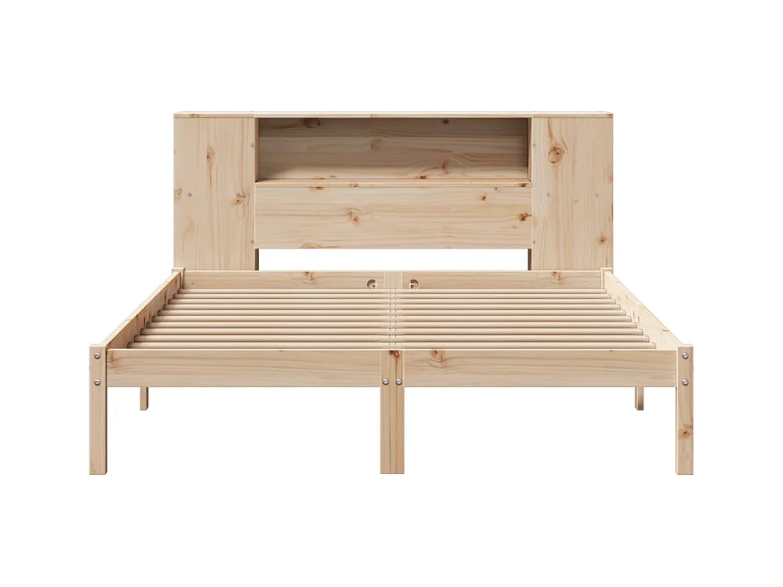 Lit bibliothèque sans matelas 150x200 cm bois massif de pin
