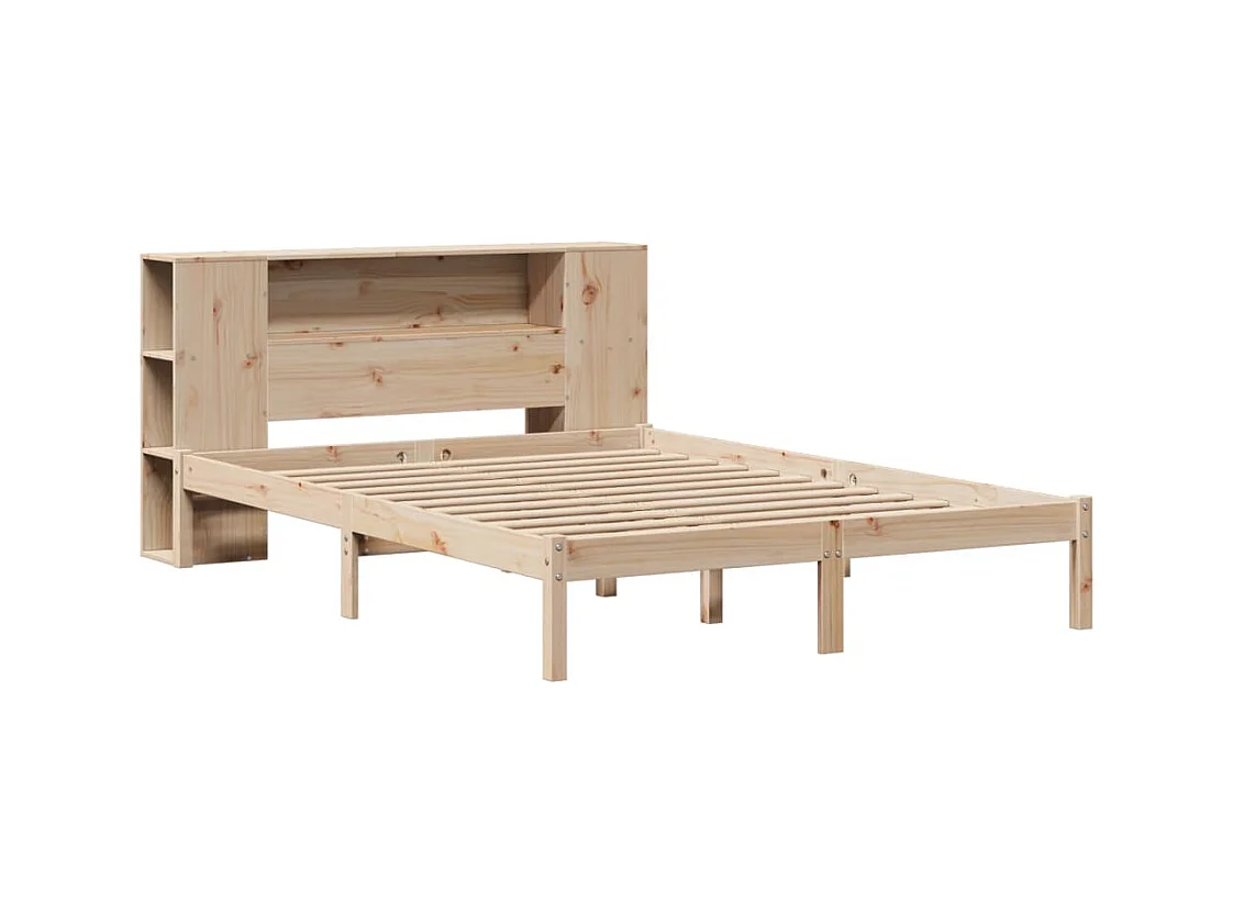 Lit bibliothèque sans matelas 150x200 cm bois massif de pin