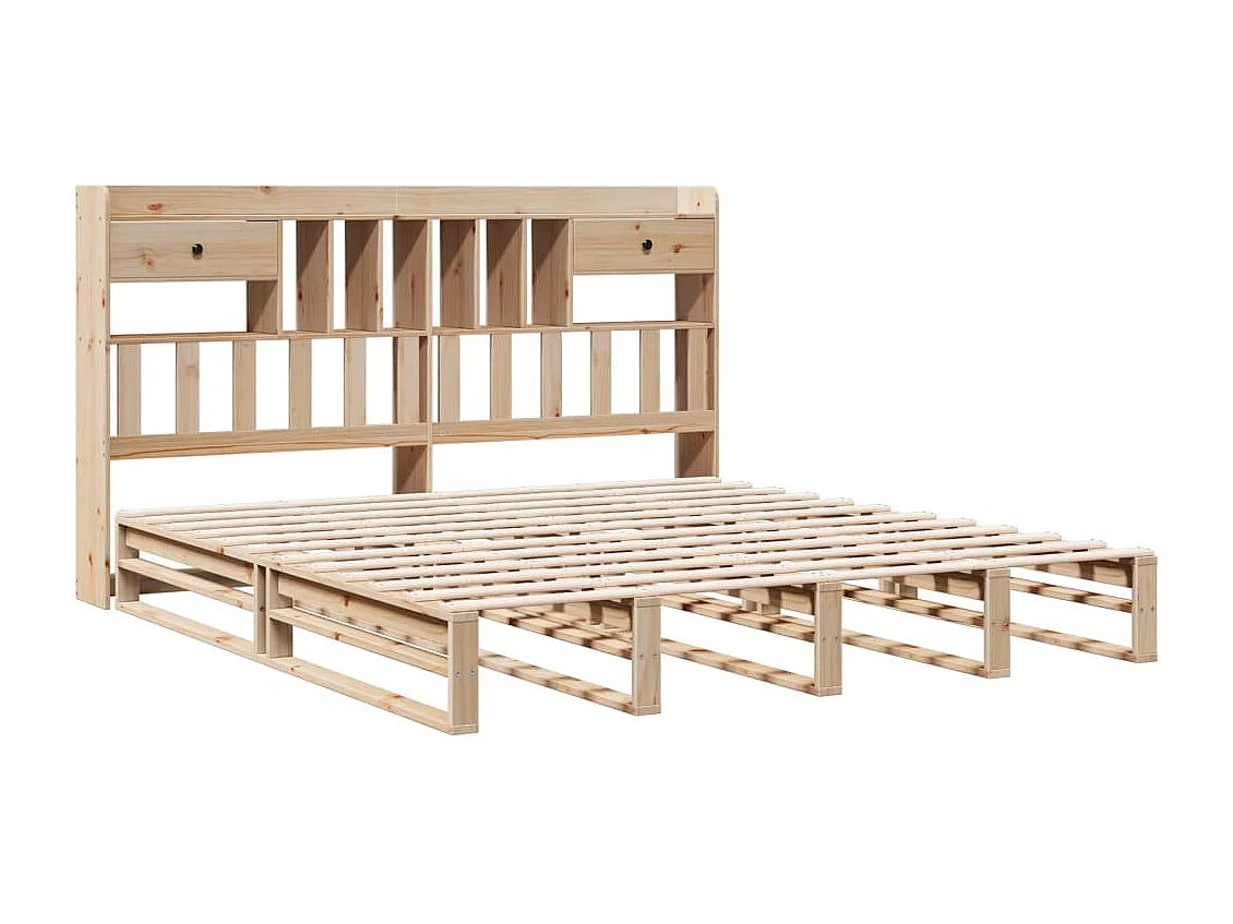 Cama con estantería sin colchón madera maciza de pino 180x200cm