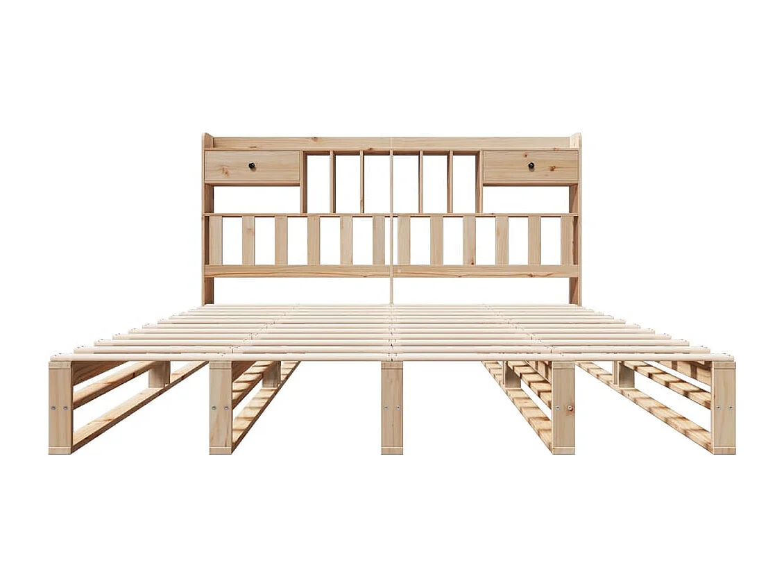 Cama con estantería sin colchón madera maciza de pino 180x200cm