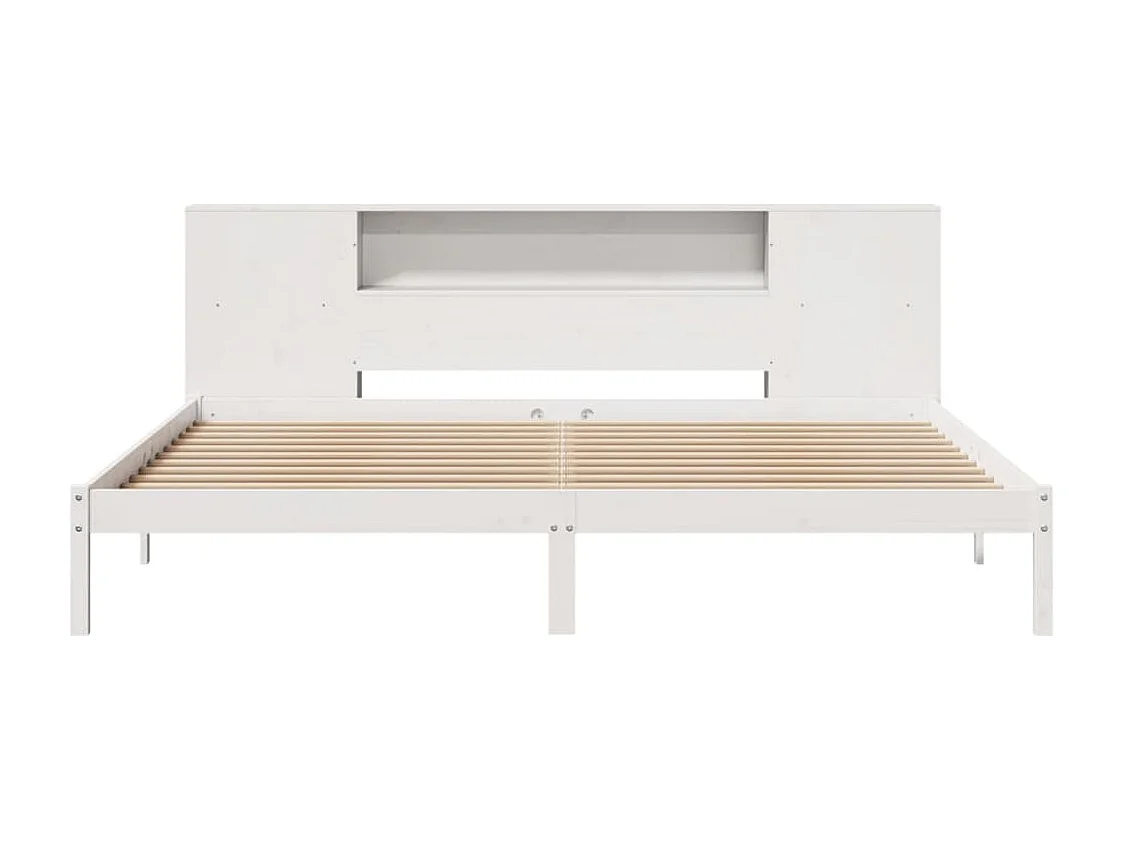 Cama con estantería sin colchón madera maciza blanca 180x200 cm