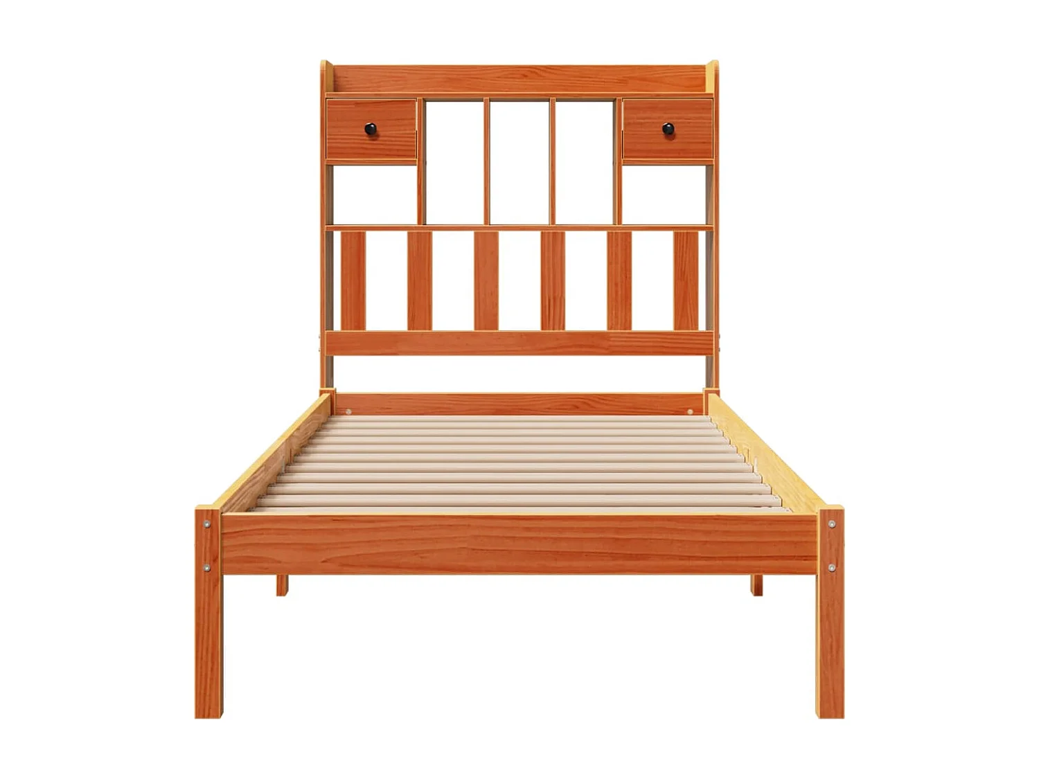 Cama con estantería sin colchón madera maciza marrón 75x190 cm
