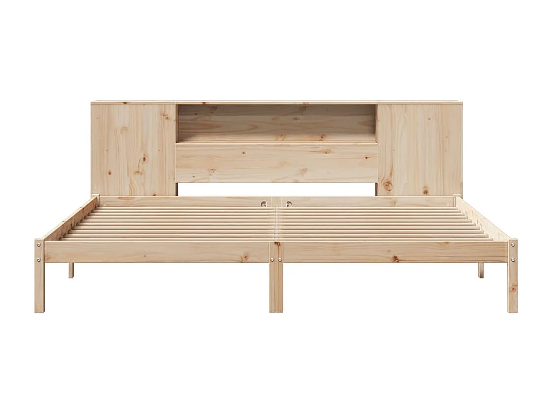 Bed met boekenkast zonder matras massief grenenhout 200x200 cm