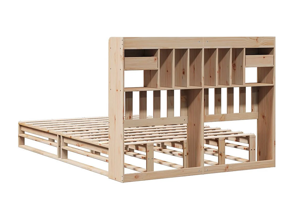 Bed met boekenkast zonder matras massief grenenhout 140x190 cm