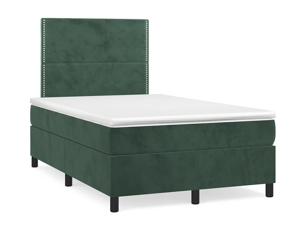 Cama box spring con colchón terciopelo verde oscuro 120x200 cm