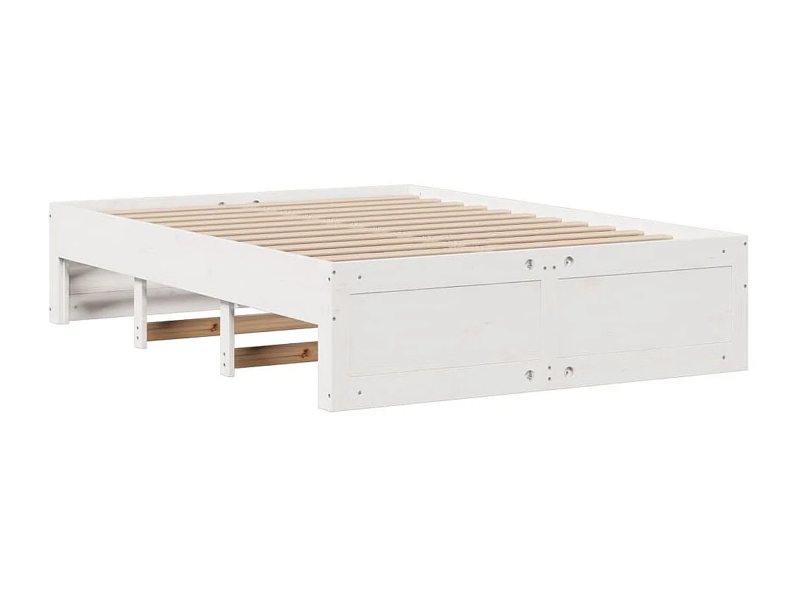 Bed met boekenkast zonder matras grenenhout wit 150x200 cm