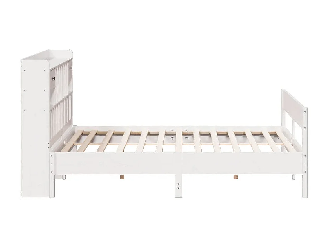 Cama con estantería sin colchón madera maciza blanca 180x200 cm