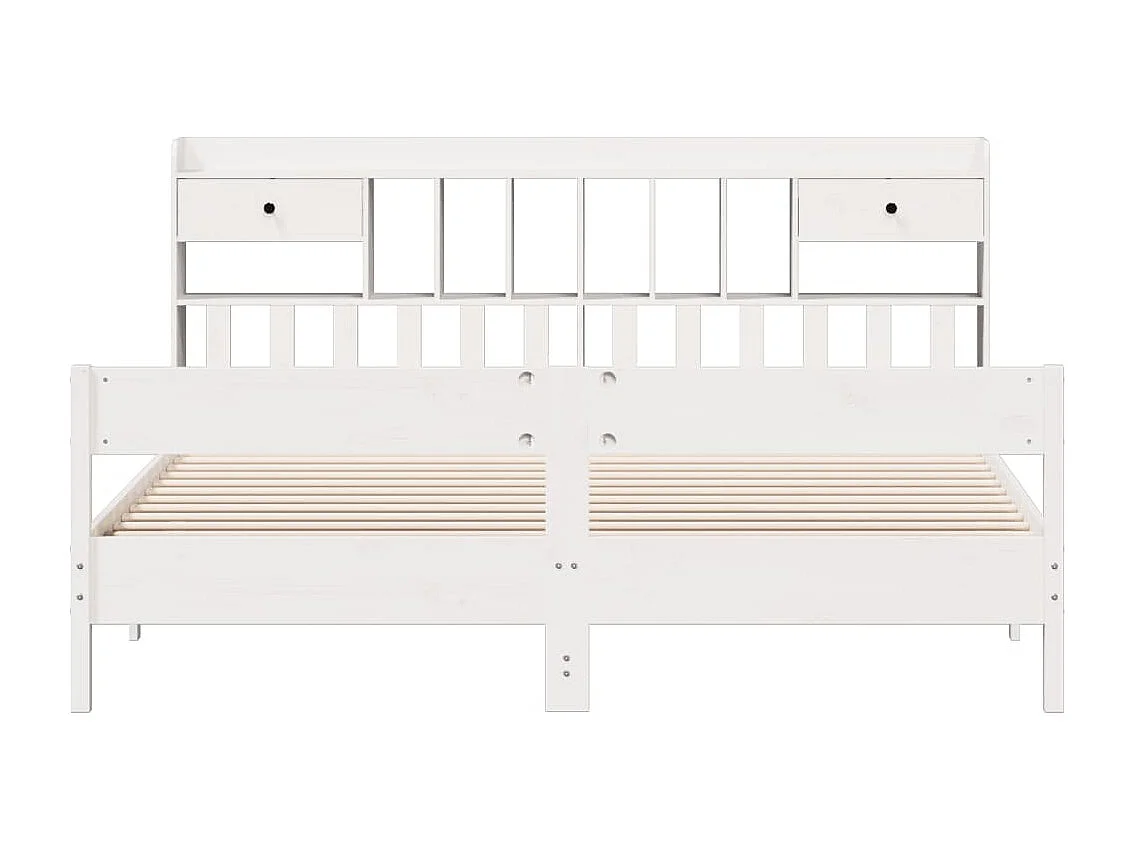 Cama com estante sem colchão 180x200 cm pinho maciço branco