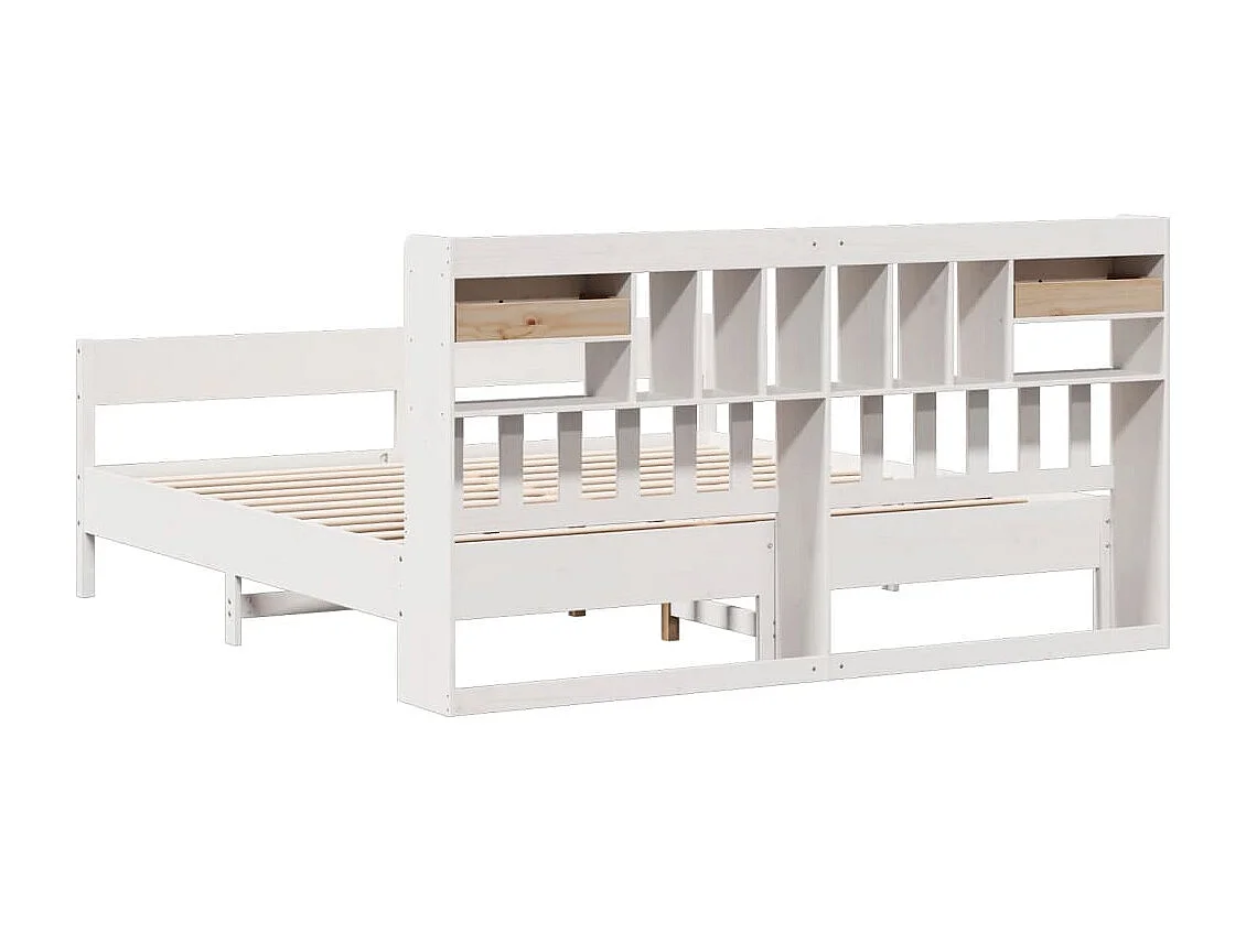 Cama com estante sem colchão 180x200 cm pinho maciço branco