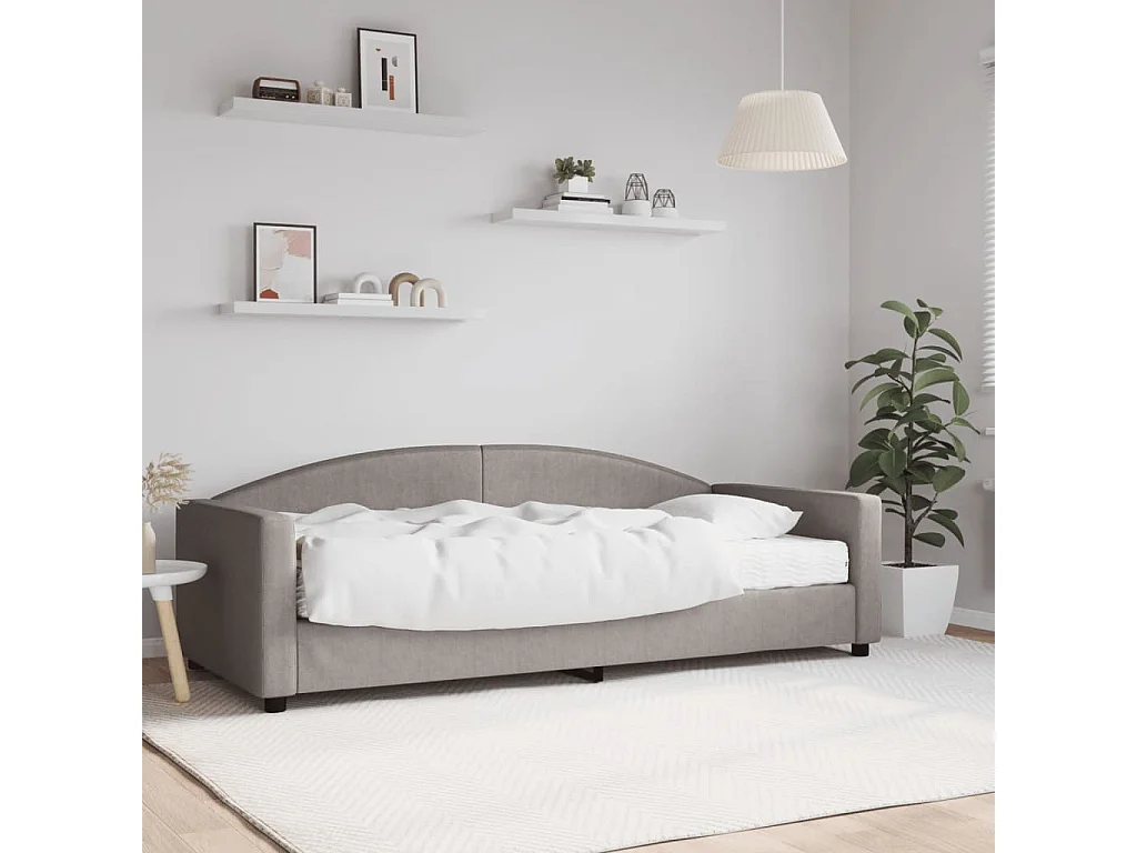 Slaapbank met matras 90x200 cm stof taupe
