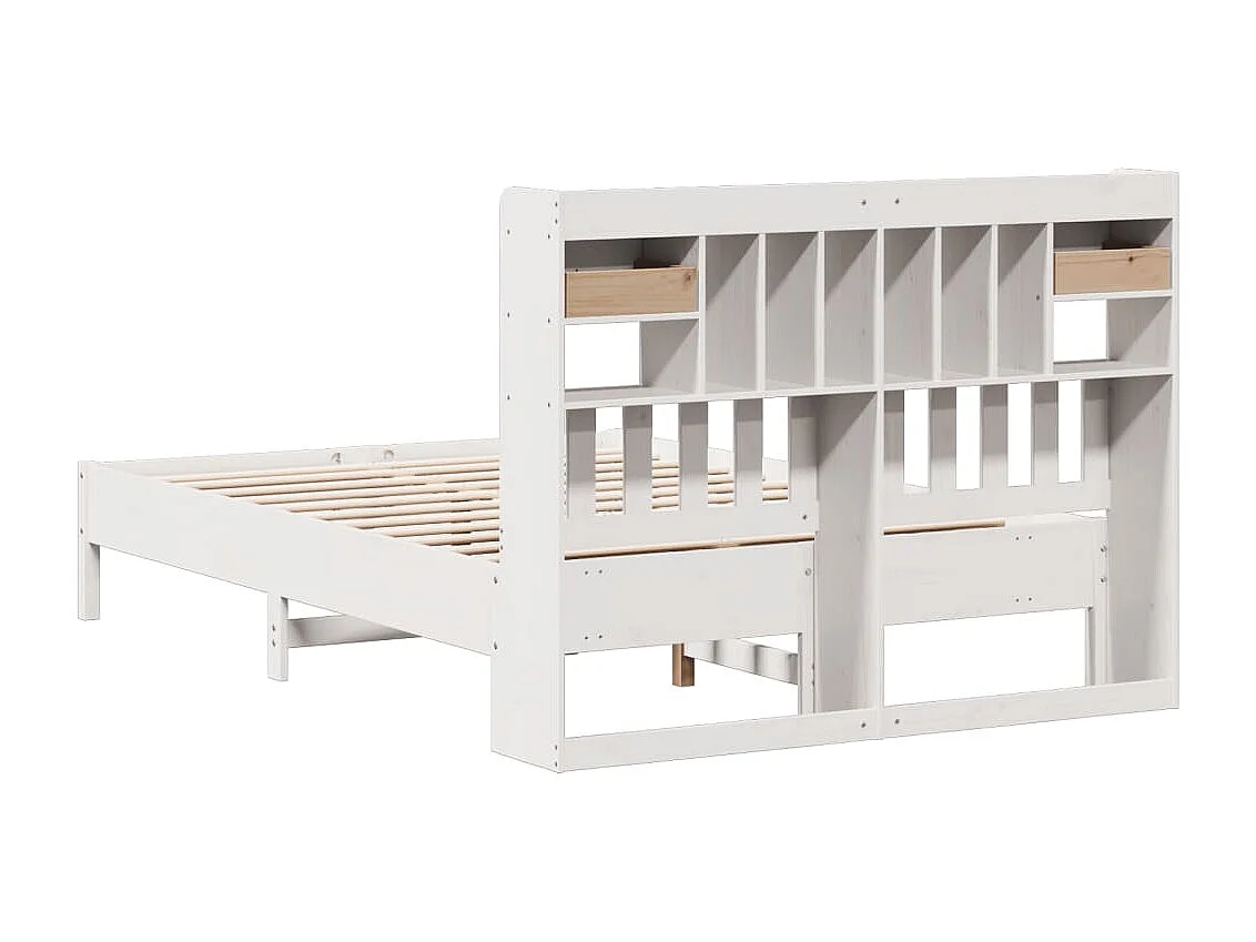 Cama com estante sem colchão 135x190 cm pinho maciço branco